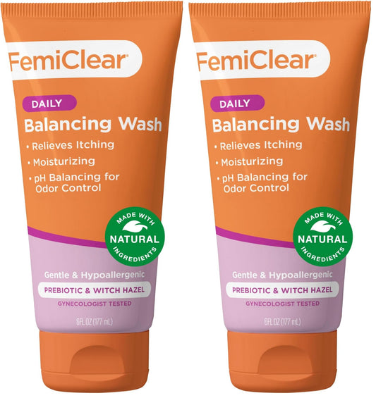 FemiClear soothing daily feminine wash bottle front view for gentle cleansing of sensitive skin