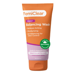 FemiClear soothing daily wash bottle emphasizes gentle cleansing for sensitive skin