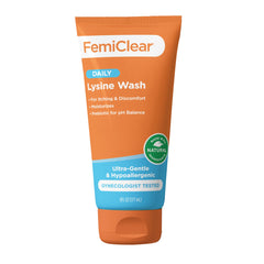 FemiClear Ultra-Gentle wash bottle pouring for daily cleansing.