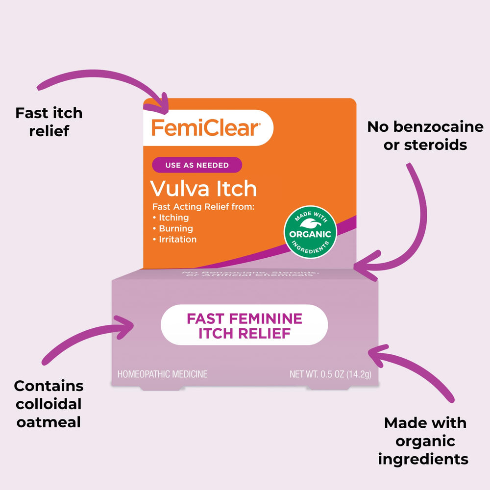 FemiClear Vaginal Ointment on finger demonstrates easy external application.