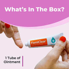 FemiClear Vaginal Ointment applied to outer area for gentle care.