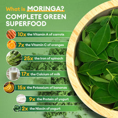 Key ingredients: moringa leaf, turmeric, ginger, black pepper, green tea