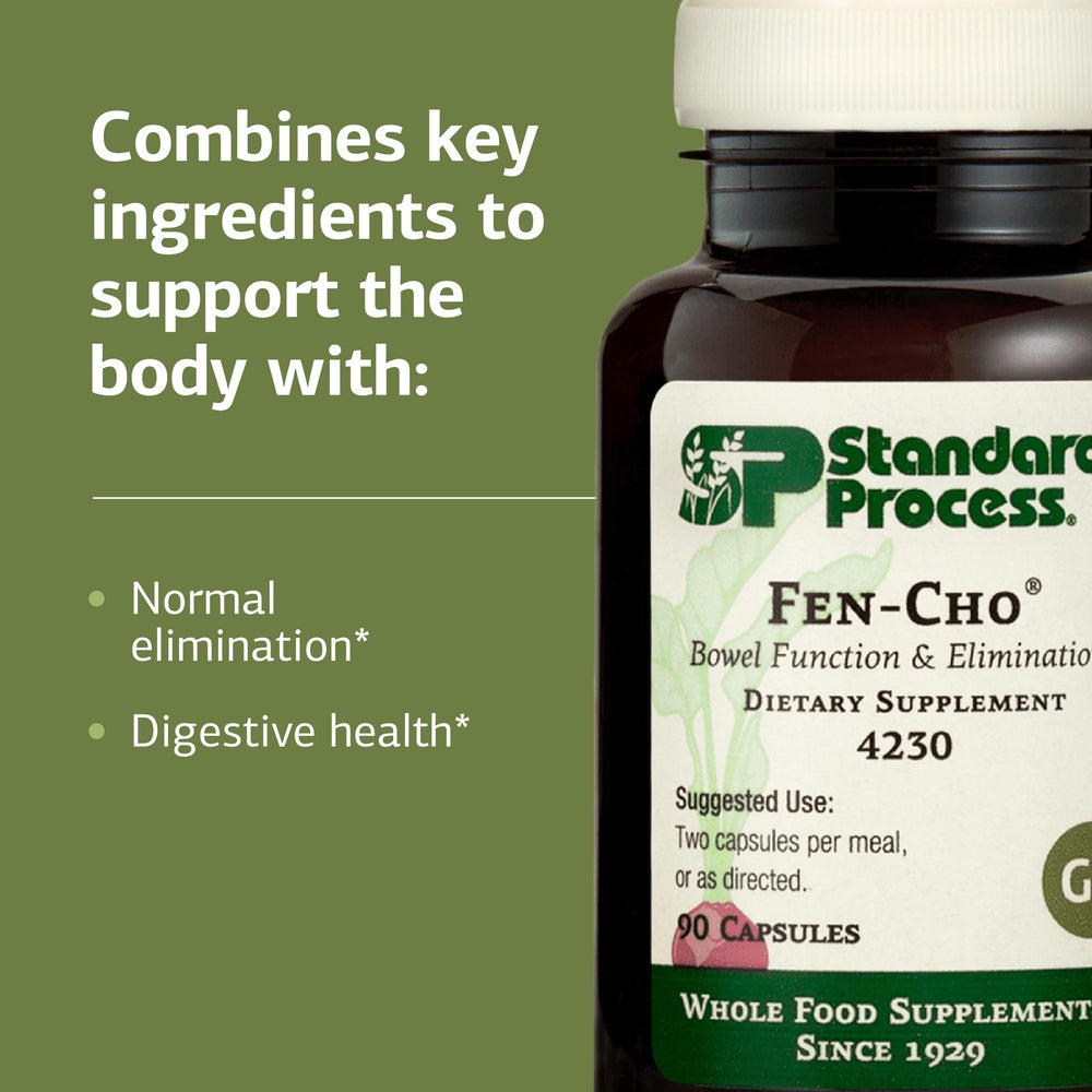 Fen-Cho bottle with serving size information on the label
