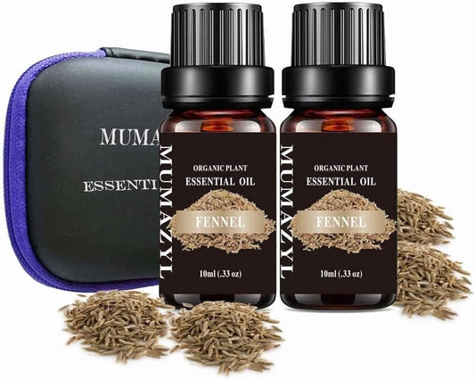 Fennel essential oil in a 10ml amber glass bottle