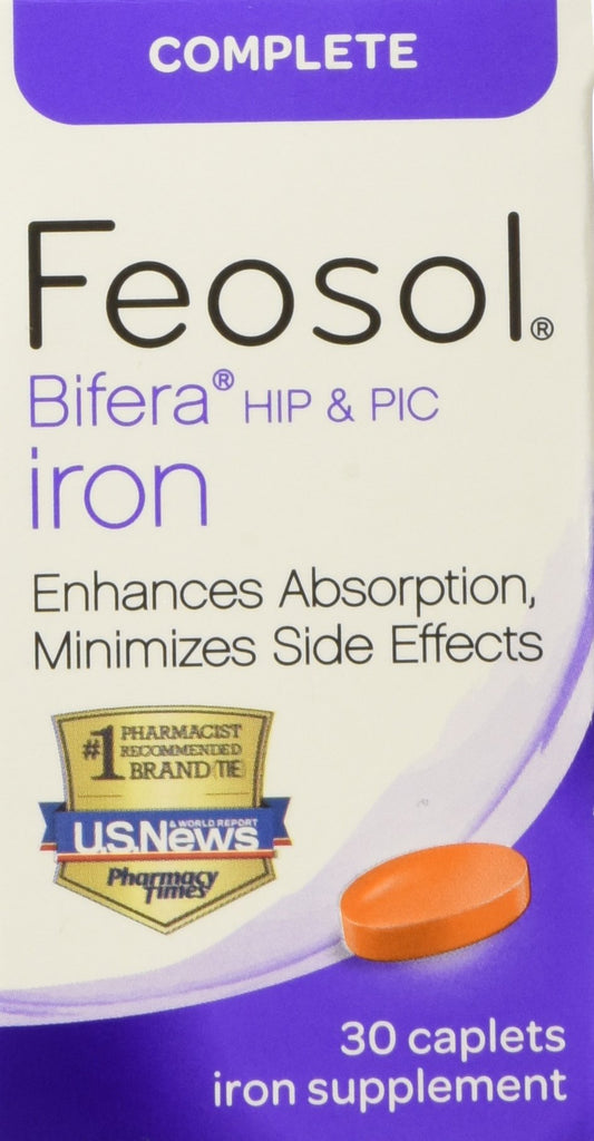 Feosol Complete with Bifera Iron 30 Caplets front view
