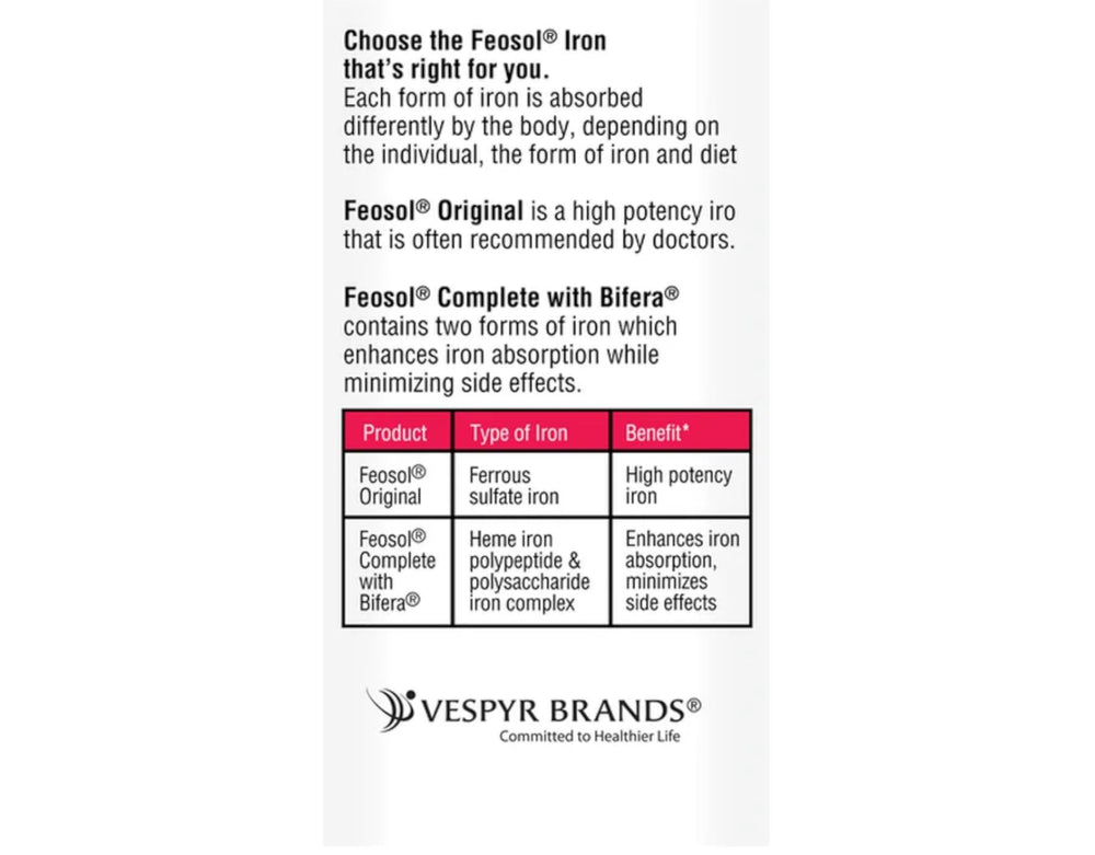 Three-pack display of Feosol Original Ferrous Sulfate Iron Supplement