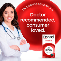 Two Feosol Original bottles totaling 120 tablets in pack of 2