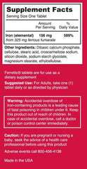 Ferrous fumarate iron tablets on white background