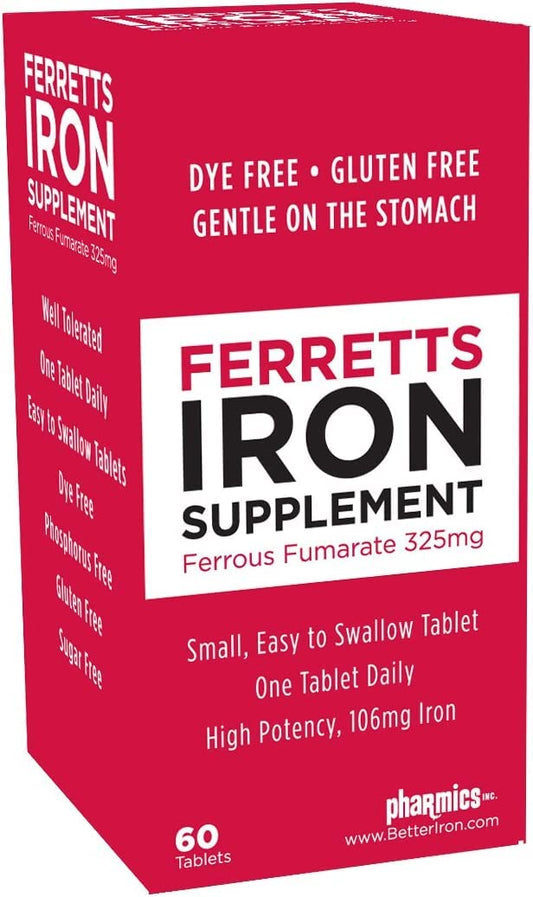 Ferretts Iron Supplement bottle with 60 tablets
