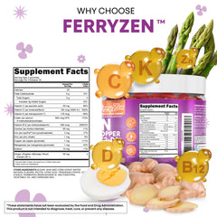 Close up of FerryZen Iron Gummies for Women