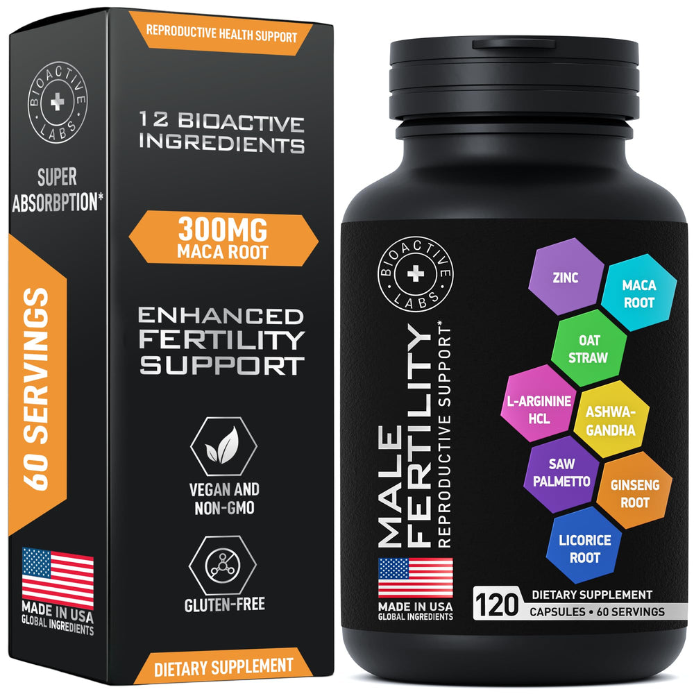Front bottle of Fertility Supplements for Men showing label