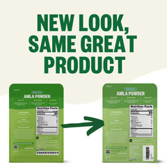 USDA Organic and Non-GMO label on amla powder packaging