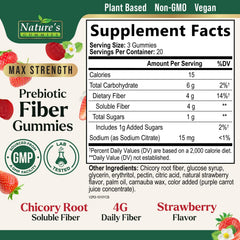 Plant-based prebiotic fiber gummies in a clear container