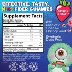 Back label of Fiber Gummies for Kids bottle