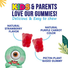 Vegan and Non-GMO labeling on Fiber Gummies for Kids