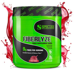 Fiberlyze fruit punch psyllium fiber powder tub front label
