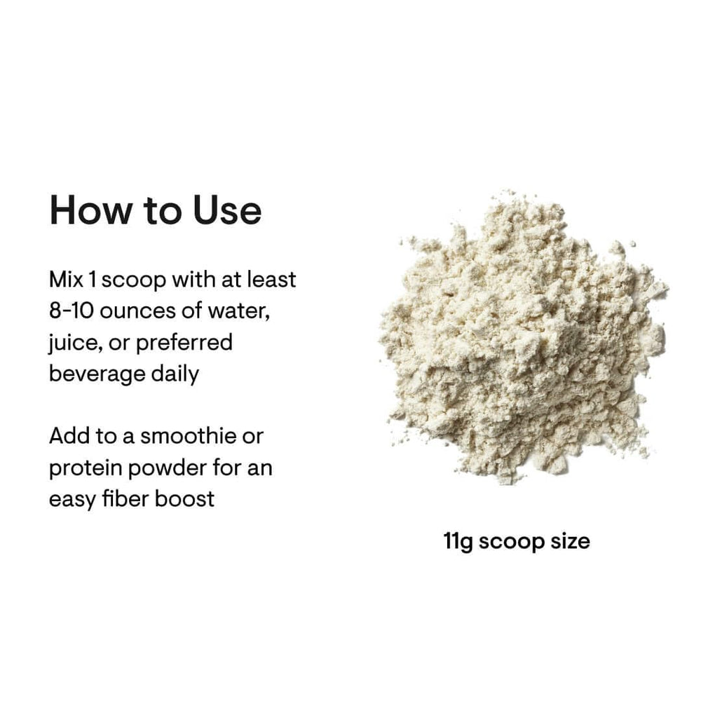 Scooping FiberMend powder into a glass