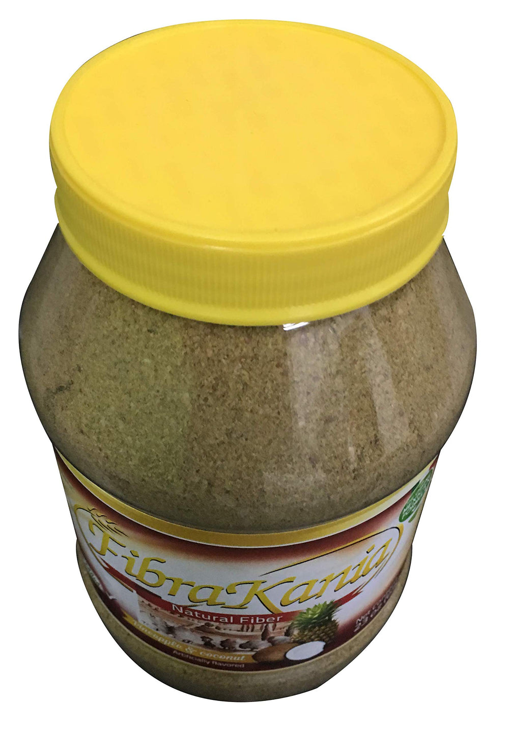 Front view of Fibrakania bottle with Pineapple & Coconut label