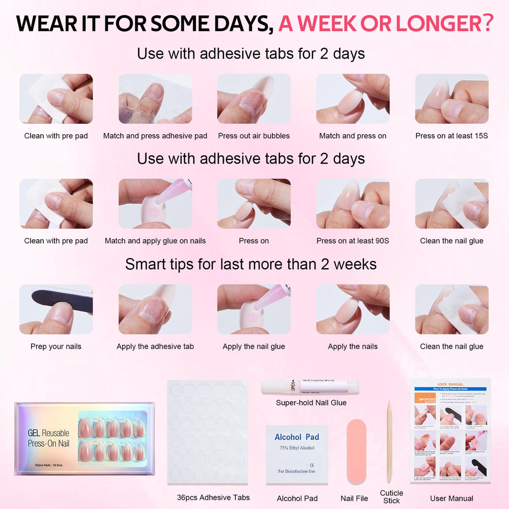 Findigit adhesive tabs included for lightweight, temporary wear.
