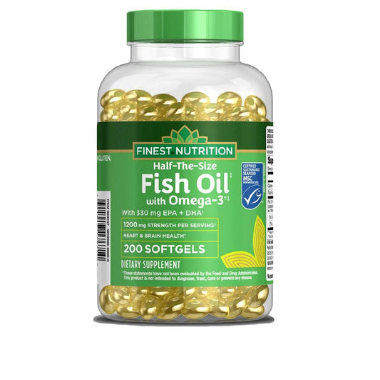 Finest Nutrition Half-the-Size Fish Oil 1200 mg softgels bottle