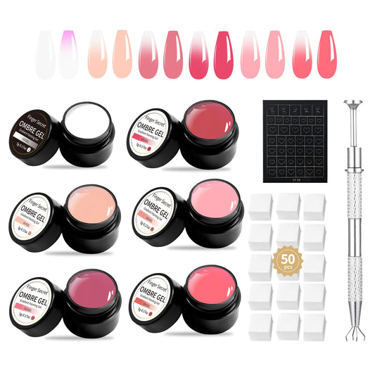 Finger Secret ombre gel palette 01 shows smooth gradient transition for flawless nails.