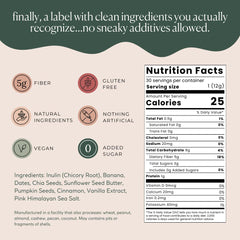 Nutrition facts panel of Fiome fiber bite