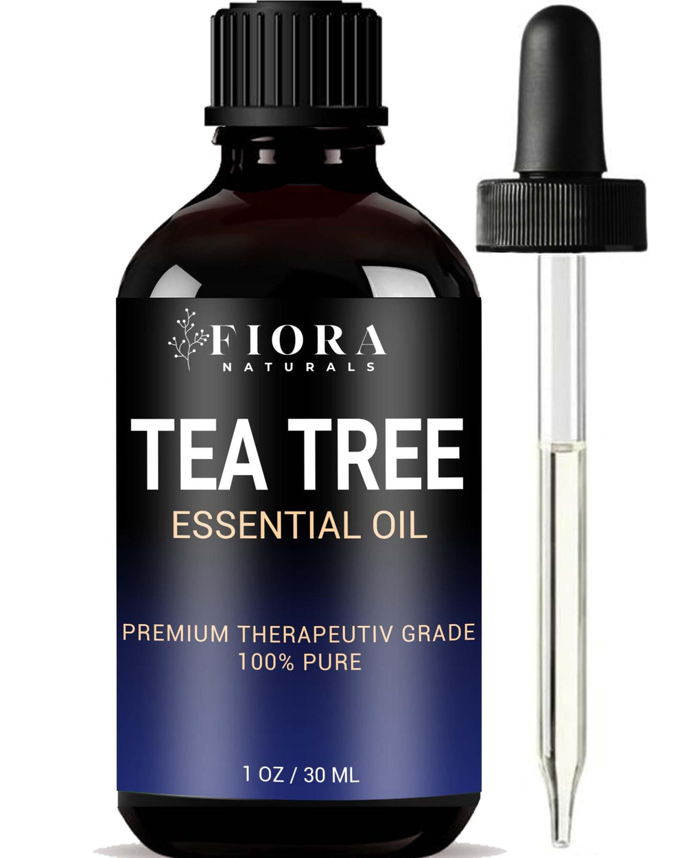 FiORA Naturals Tea Tree Oil bottle - 100% pure steam-distilled oil