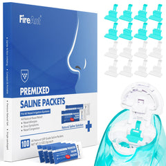 FireAnt 100 saline packets packaging demonstrates secure, moisture-resistant storage for longer shelf life.