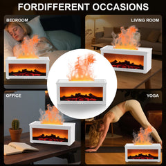 Diffuser in a calm yoga space with ambient lighting
