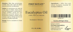 Packaging of First Botany eucalyptus oil in glass bottle