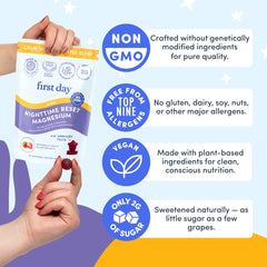 FIRST DAY child-friendly packaging designed for ages 4 plus.