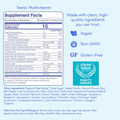 Label showing a 30-day supply of teen vitamins