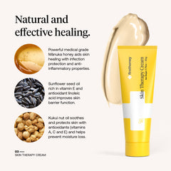 FIRST HONEY Manuka cream label detail emphasizes natural ingredients and MGO-rich honey.