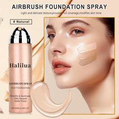 Firstfly foundation brush used with the spray for even, natural finish.