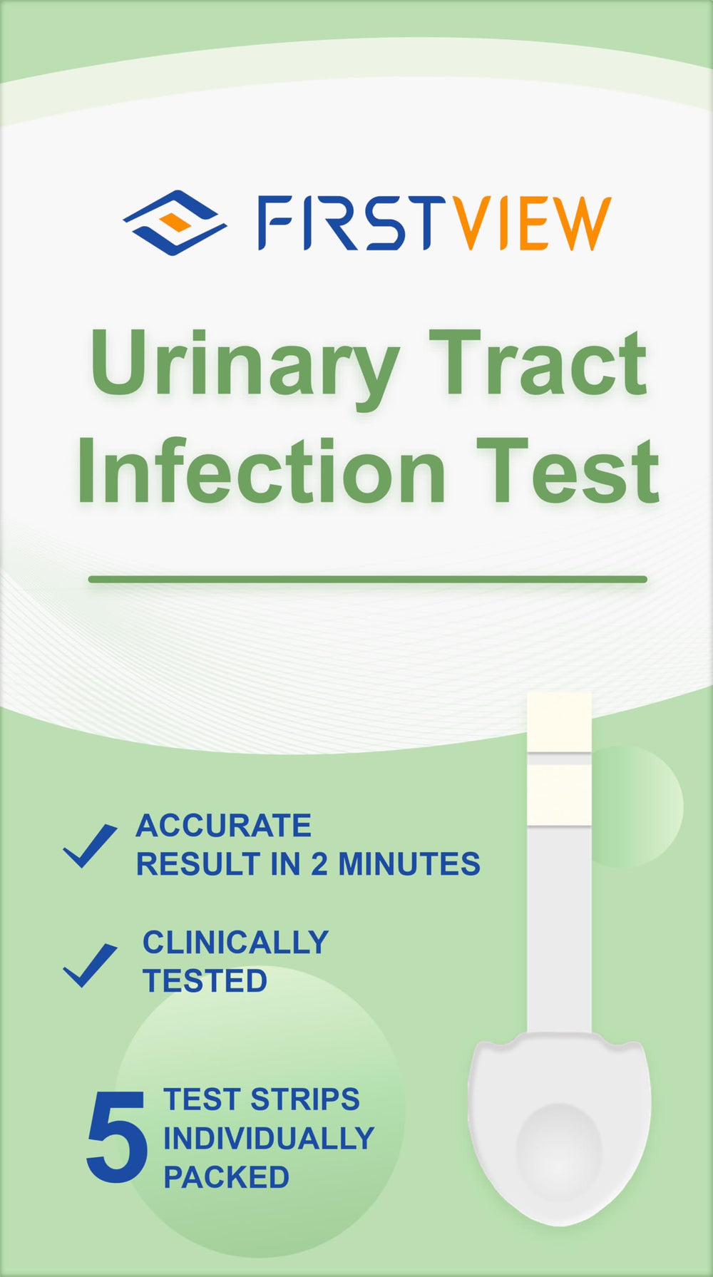 Five-piece FIRSTVIEW UTI Test Strips kit