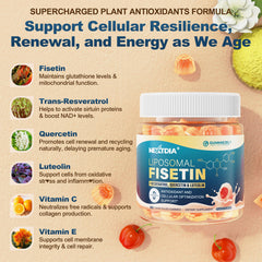 Label indicating 98% fisetin purity