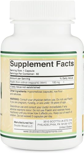 Fisetin supplement bottle label with polyphenols