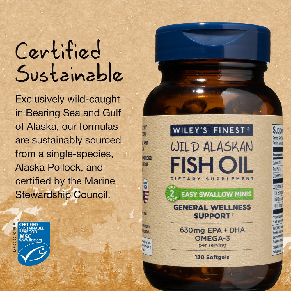 Close-up view of the mini fish oil softgels