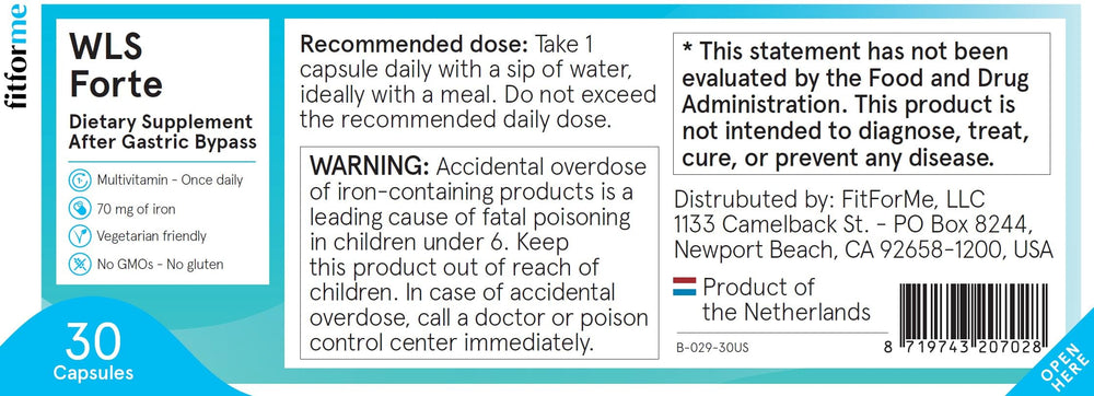 Label emphasizing gastric bypass nutrition on packaging