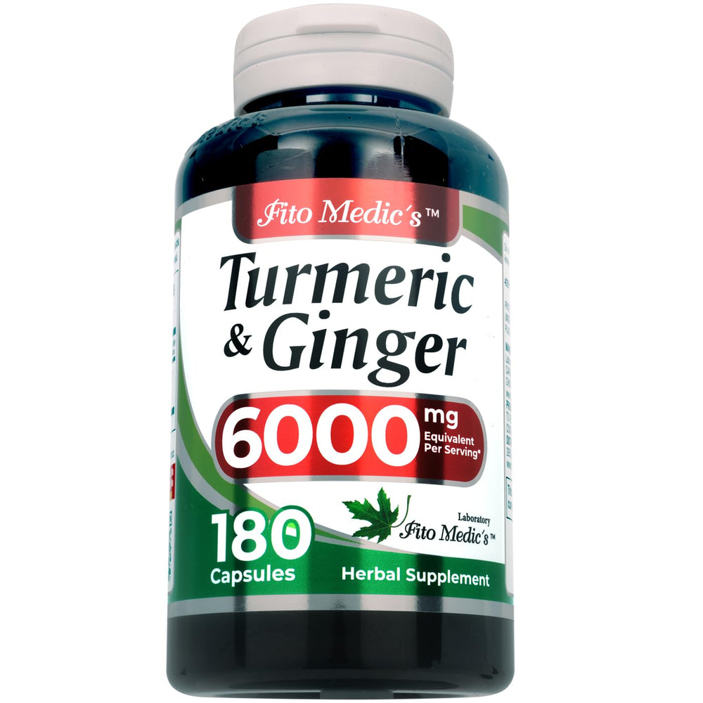 Front view of FITO MEDIC'S Lab Turmeric and Ginger 6000 mg bottle - 180 capsules