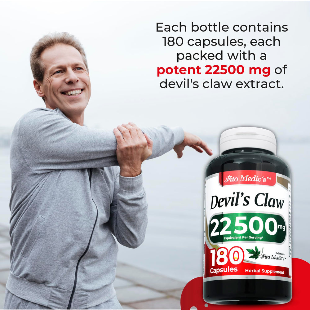 Angled close-up of Devils Claw capsules