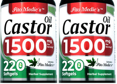 Bottle of FITO MEDIC'S Lab Castor Oil Pills with label