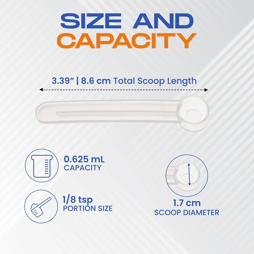 Powder scoop ready for use with coffee or water