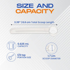 Powder scoop ready for use with coffee or water