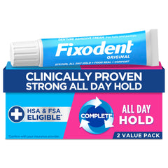 Front view of Fixodent Complete Original denture adhesive cream 2.4 oz tube pack of 2