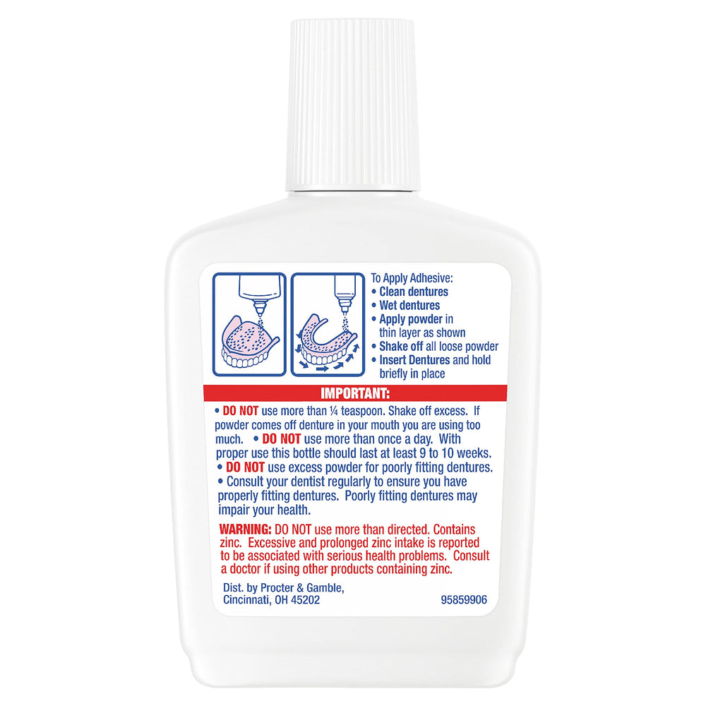 Denture adhesives and care products by Fixodent