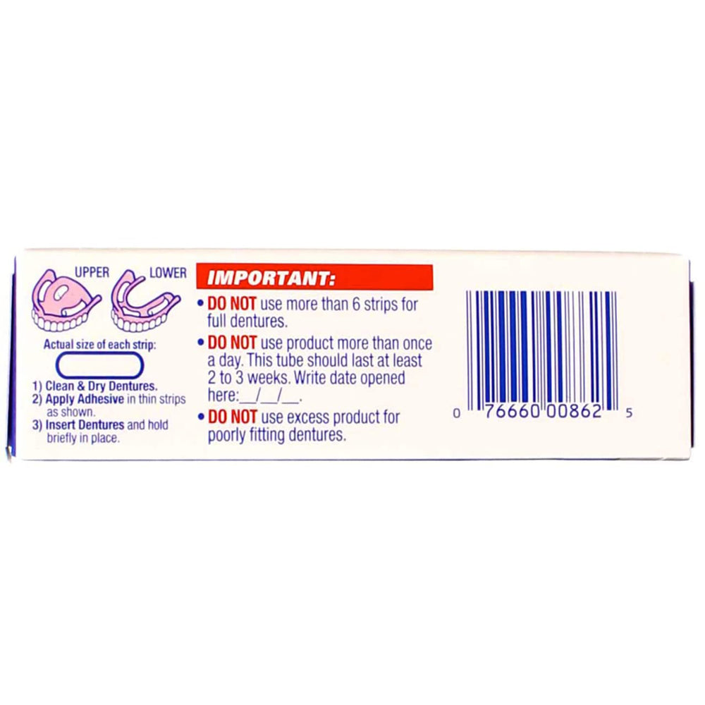 Denture adhesive cream tube with protective cap for Fixodent Original