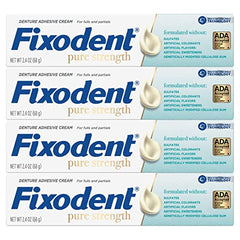Pack of four 2.4oz tubes of Fixodent Pure Strength denture adhesive