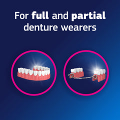 Close-up of Fixodent Plus Denture Adhesive Cream 2 oz application