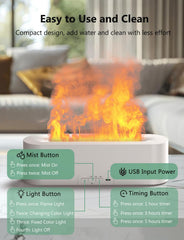 Diffuser in a bedroom setup with ambient lighting